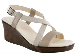 Delight Cross Strap Wedge Sandal - Linen Web