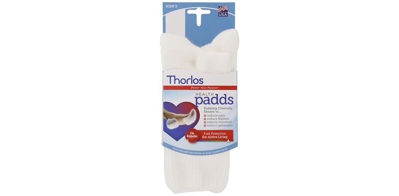 Thorlo Health Padds Medium White Socks Front View