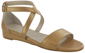 Simone Cross Strap Wedge Sandal - Caramel