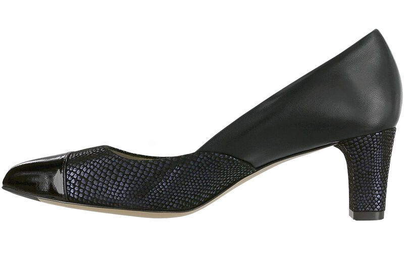 Reina Black-Navy-Patent-Tip Right Side View