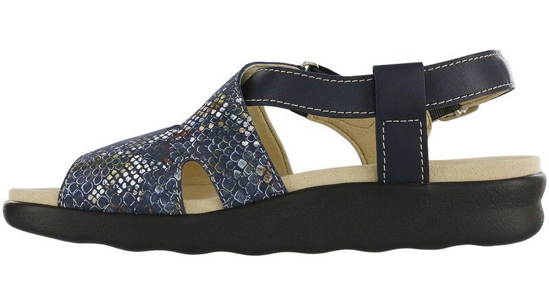 Huggy Cross Strap Sandal - Navy/Multisnake, Navy / Multisnake, large