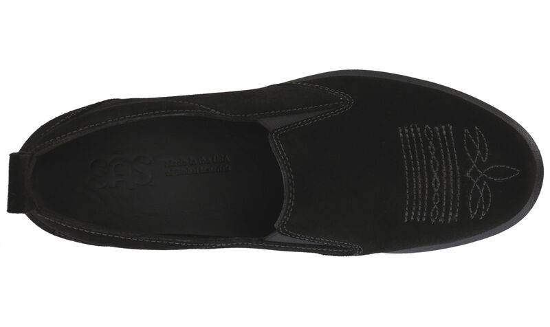 Saddle Black Suede Top View